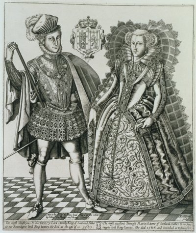 Ritratto di Maria, Regina di Scozia (1542-87) e Henry Stewart, Lord Darnley (1545-67) dal Libro dei Re, inciso da Renold Elstrack (1571-c.1630) 1618 da English School